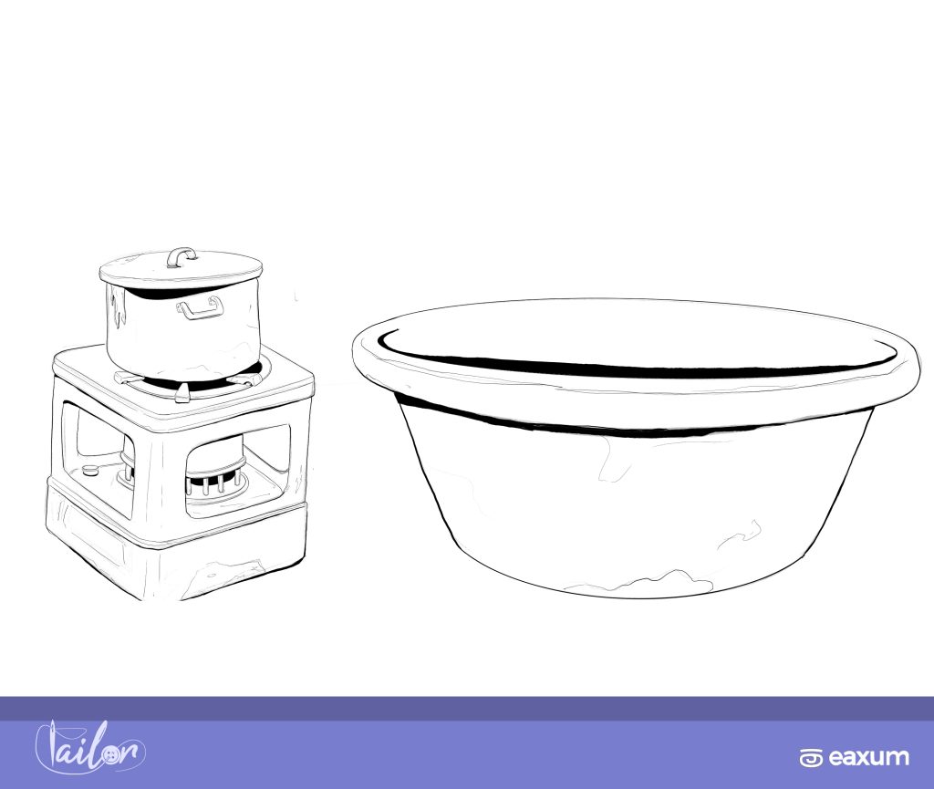 Stove and bowl sketch
